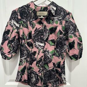 Paul Smith 100% silk Pink Floral Button-Front Blouse
